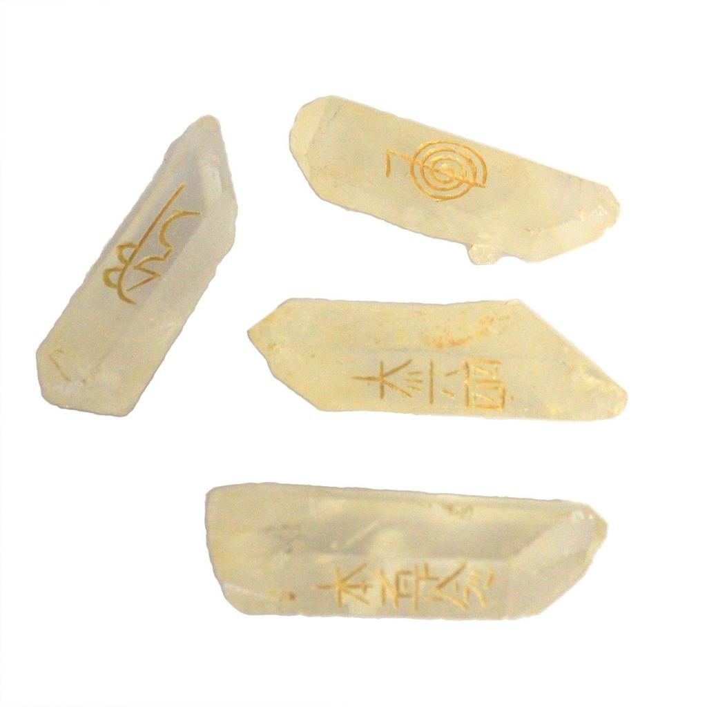 Quarz Kristall Set 4-teilig Feng Shui Symbole