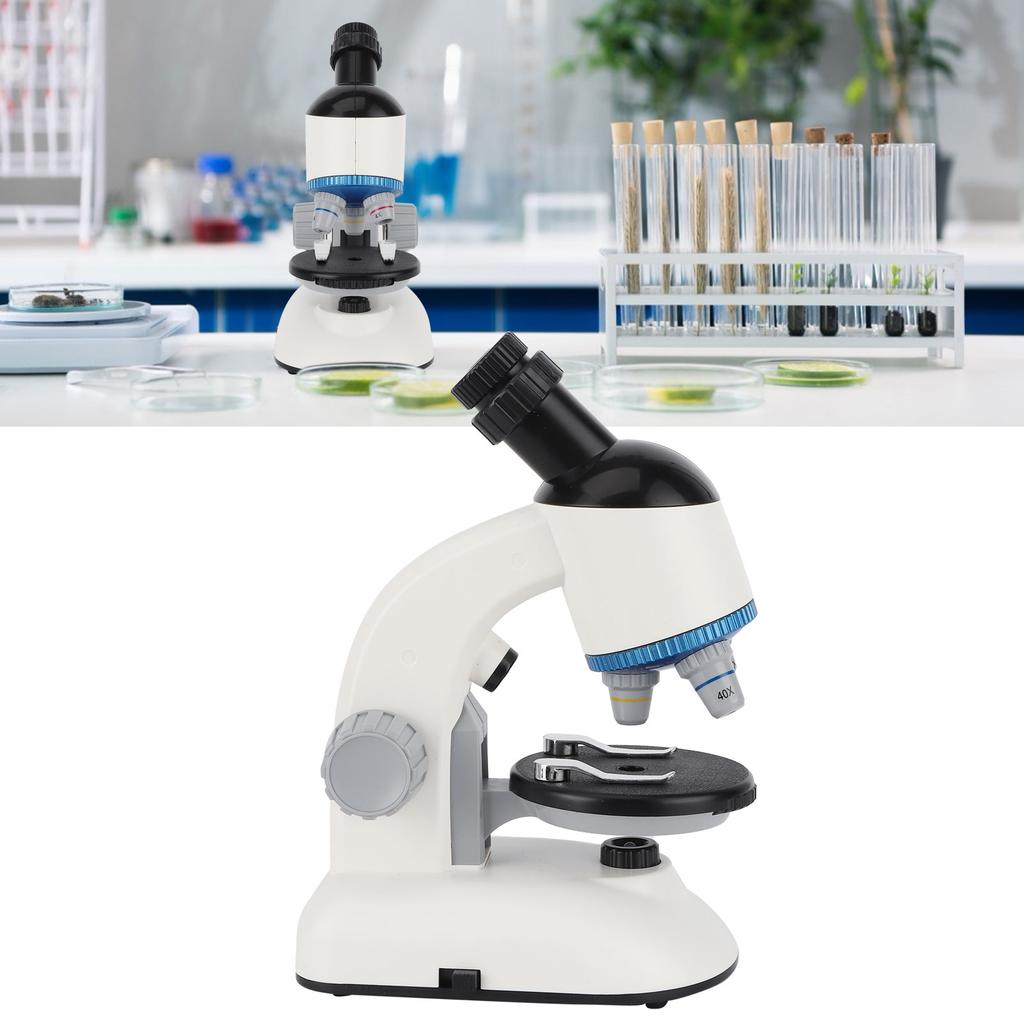 Dětský mikroskop 40X1200X s otočnou hlavou o 360 stupňů Vzdělávací hračka pro děti ZačátečníkyBílý