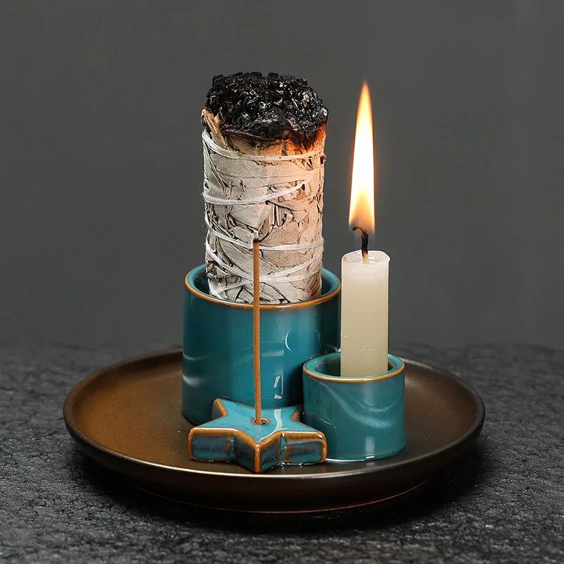1pc Ceramic Aroma Tray Incense Burner Elegant Home Decor for Sage Palo Santo & Sticks with Easy Cleaning Design, Perfect Gift