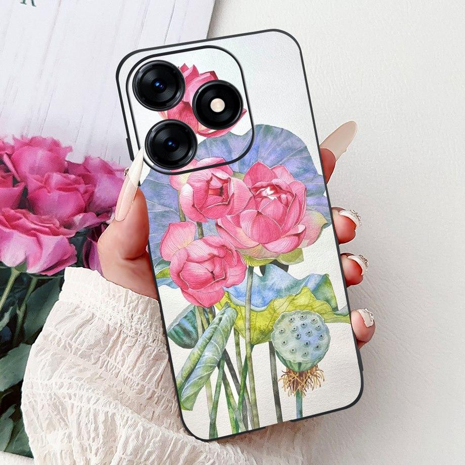 Luxury Matte Silicone Soft Case For Tecno Spark 10c 10 Pro Spark10 4G 5G KI5k KI5q KI7 KI8 Capa Flower Loving Heart Bowknot Etui