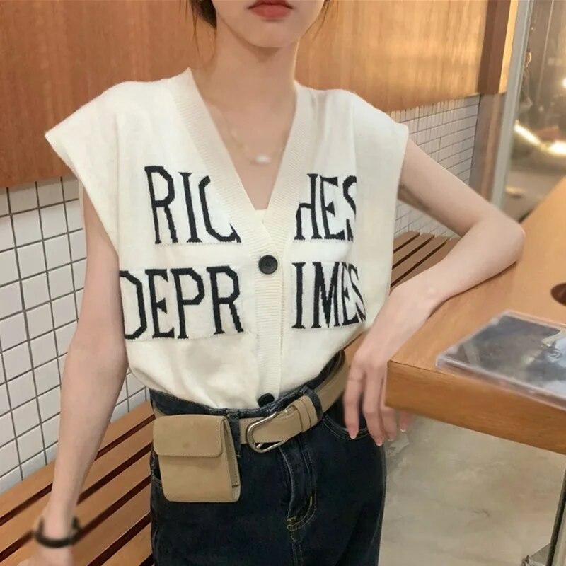 

Женский вязаный жилет и жилет Осенью наденьте свитер на улицу и наденьте топ без рукавов One Size