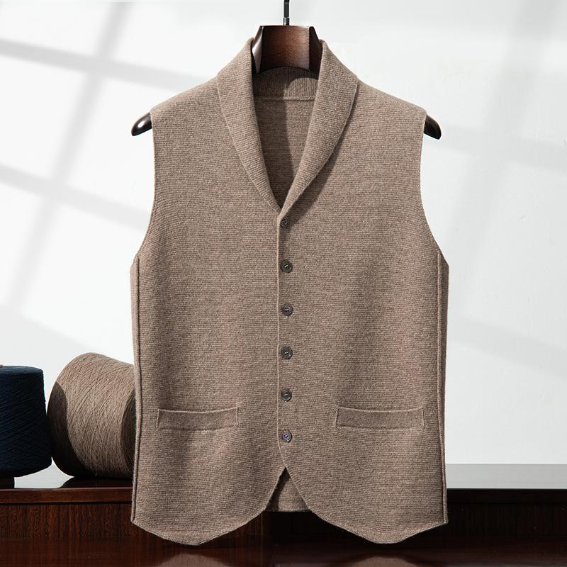 Cardigan da uomo 100% cashmere senza maniche business casual maglia gilet maglione largo Pull Girocollo Top T-shirt basico Pullover