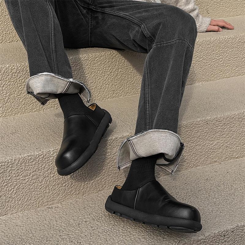 Indoor Leather Slippers Luxury Brand Men Slip On Shoes Spring New Style Flat Mules High Quality Unisex House Slippers