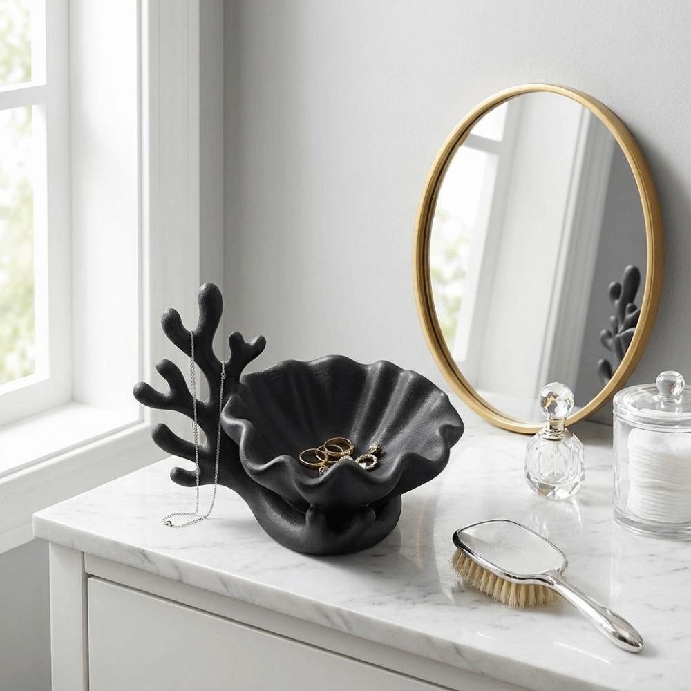 Coral Shell Shape Jewelry Storage Tray 3D Printed Ring Holder Unique Desktop Organizer  Home Decor