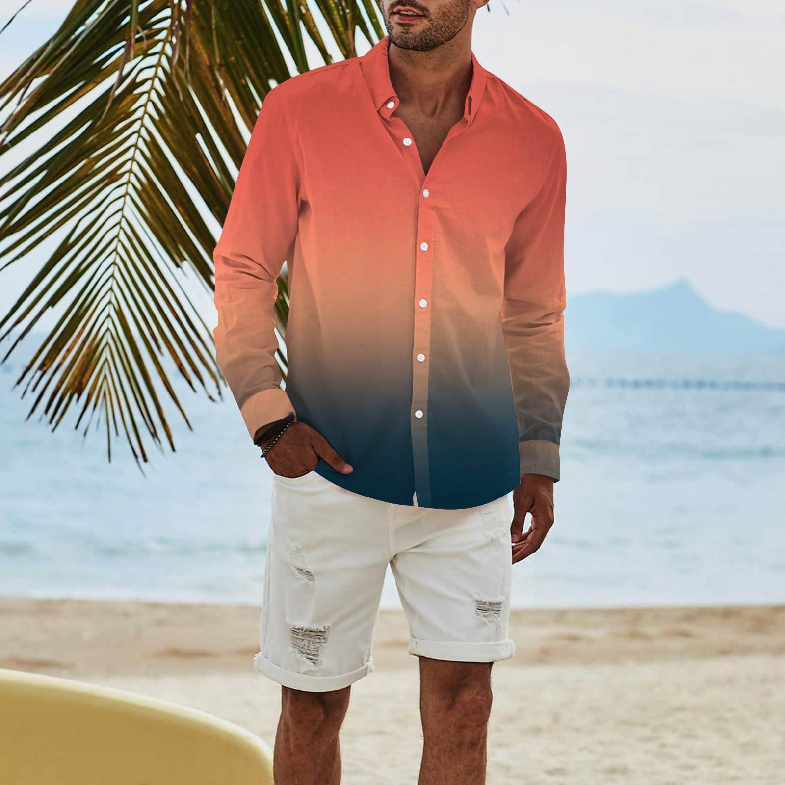 

Мужская модная повседневная футболка с длинным рукавом и принтом на пуговицах, рубашка обычного кроя XXL