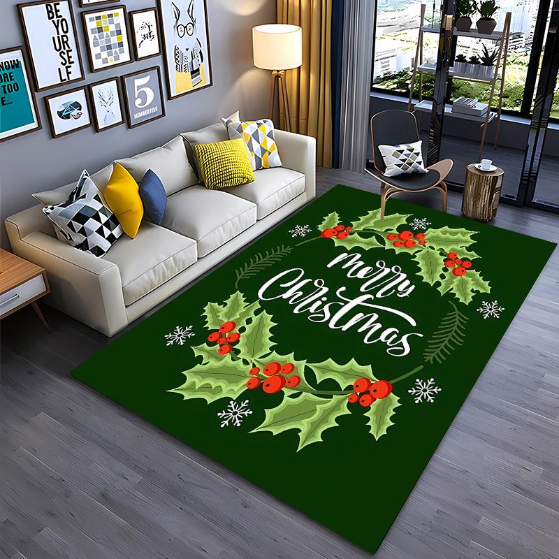 Christmas Tree Deer Nutcracker Jingle Bells Carpet,Rug for Living Room Bedroom Sofa Doormat Decor,Kid's Non-slip Floor Mat Gifts