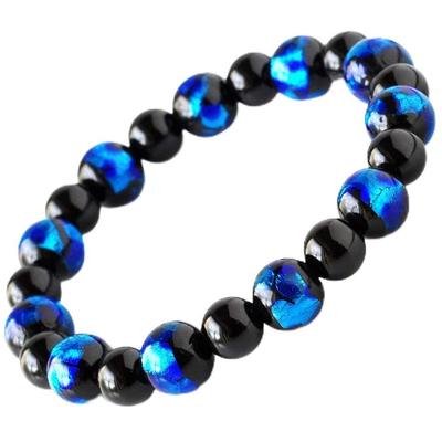 Natural Stone Power Stone Bracelet, Firefly Glass, Onyx, Men's and Women's Accessory, Inner Diameter Approx. 17.5cm