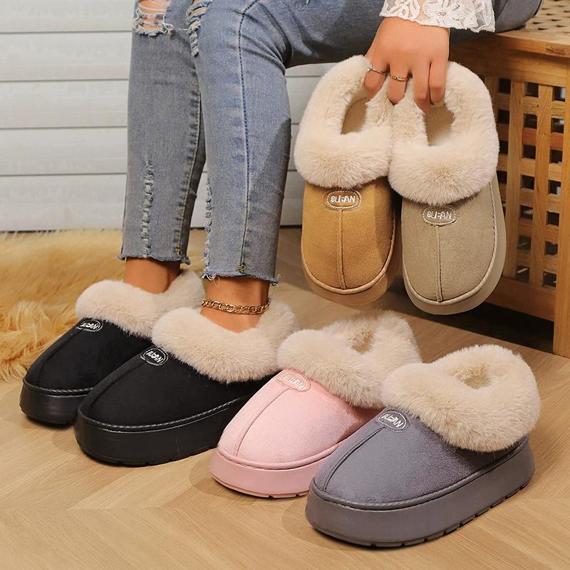 Autumn and Winter Couple Cotton Slippers Thick Soled Snow Boots Household Velvet Warm Cotton Slippers Men and Women Indoor Outdoor Fashion Warm Shoes