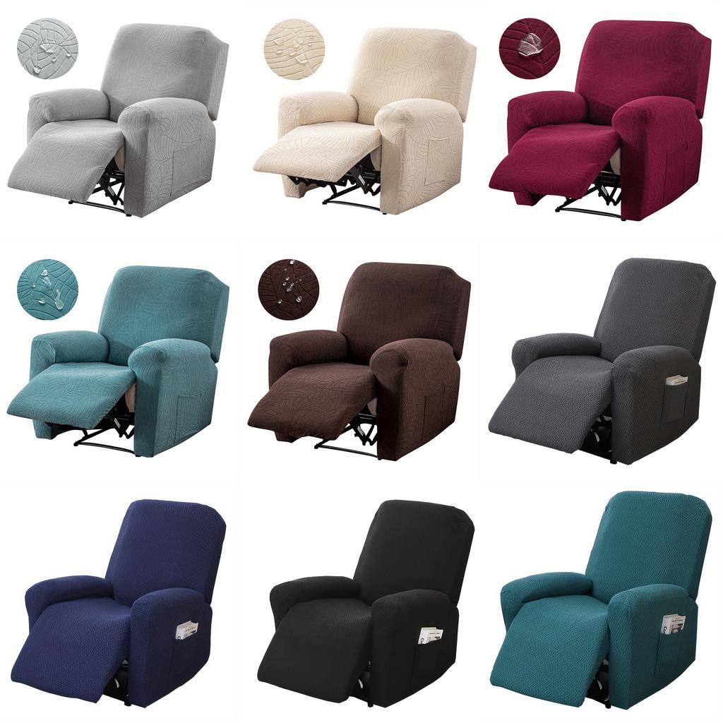 1/2/3 Seater Recliner Sofa Cover Solid Color Cushion Cover Sofa Cover Lazy Chair Jacquard Waterproof Leaf Shapeed Sofa Covers