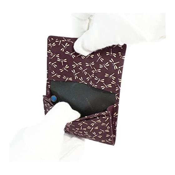 Indenya Card Case, Large Capacity, Deer Leather, Purple with White Lacquer Dragonfly Pattern, 2501-16-008