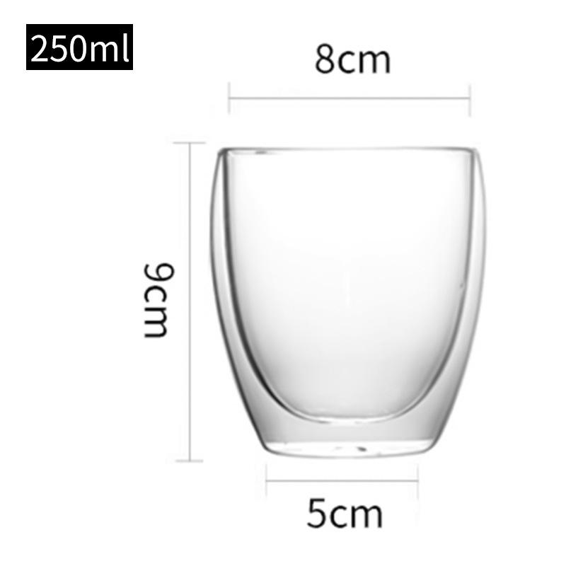 Transparente doppelwandige Borosilikatglastasse für Tee, Milch, Saft oder Kaffee - Modisches und minimalistisches Design
