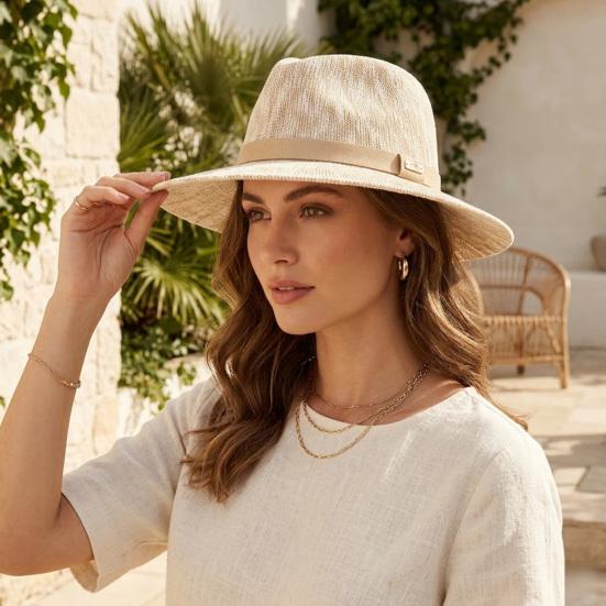 Women Hat Foldable Rollable Breathable Fedora Hat Wide Brim Commuting Camping Lightweight Sun Protection Hat