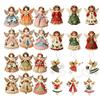 12pcs Colorful Design Christmas Hanging Wooden Xmas Decor Sweet Girl-Shaped Pendant  New Year Gift