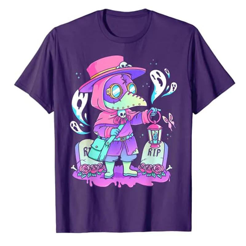 Pastel Goth Niedlich Gruselig Pestdoktor Kawaii Menhera Wicca T-Shirt Anime Ästhetische Kleidung Harajuku Gothic Stil Grunge T-Shirt Top