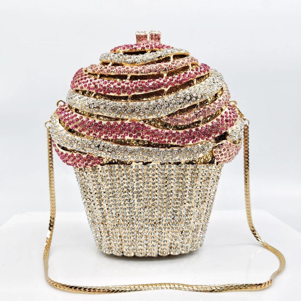 Nouveau Sac de Soirée Pochette Cristal Glace Diamant Rose/Or/Champagne Fête Mariage Sacs à Main Dame Formel Mariage Sacs à Main et Sacs