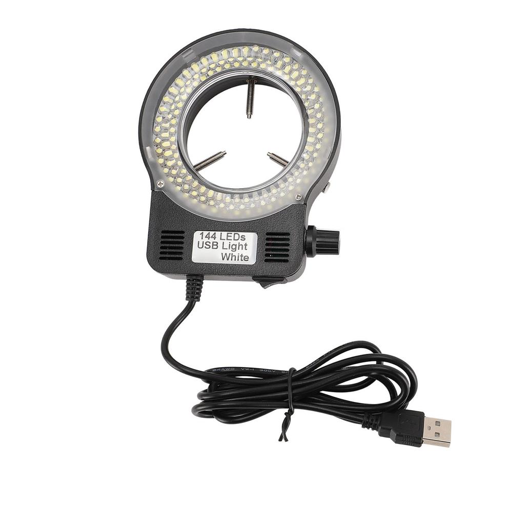 LED Microscope Ring Light 144 LEDs 4W 6500‑7500K 32000‑36000LX Adjustable Brightness USB Powered