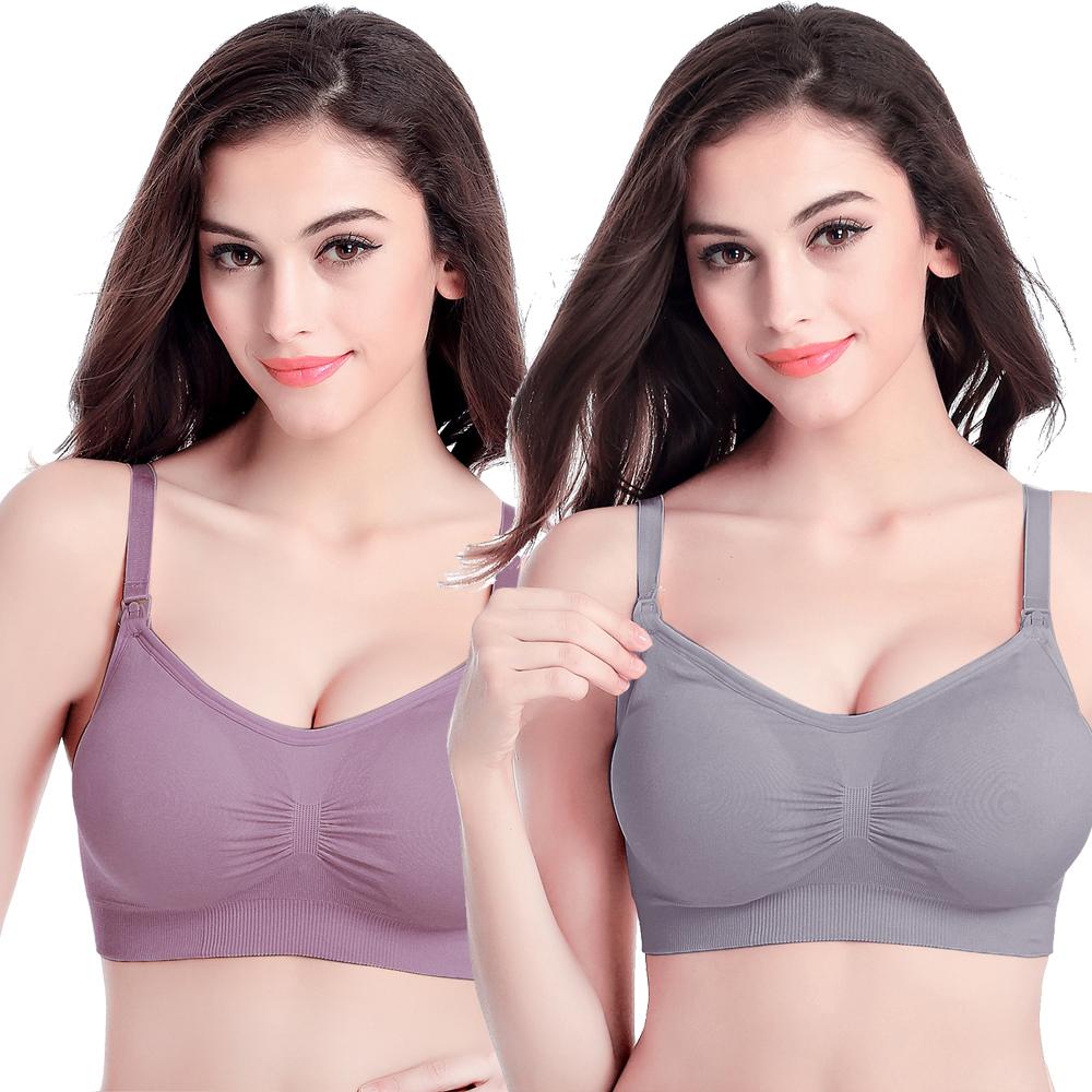 

Бюстгальтер для кормления грудью, 2 шт., бюстгальтеры для беременных, одежда для беременных, нижнее белье для кормления, нижнее белье, одежда 2XL серый/коричневый