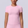 European and American seamless solid color tight high elastic breathable T-shirt sports running fitness yoga clothes top women