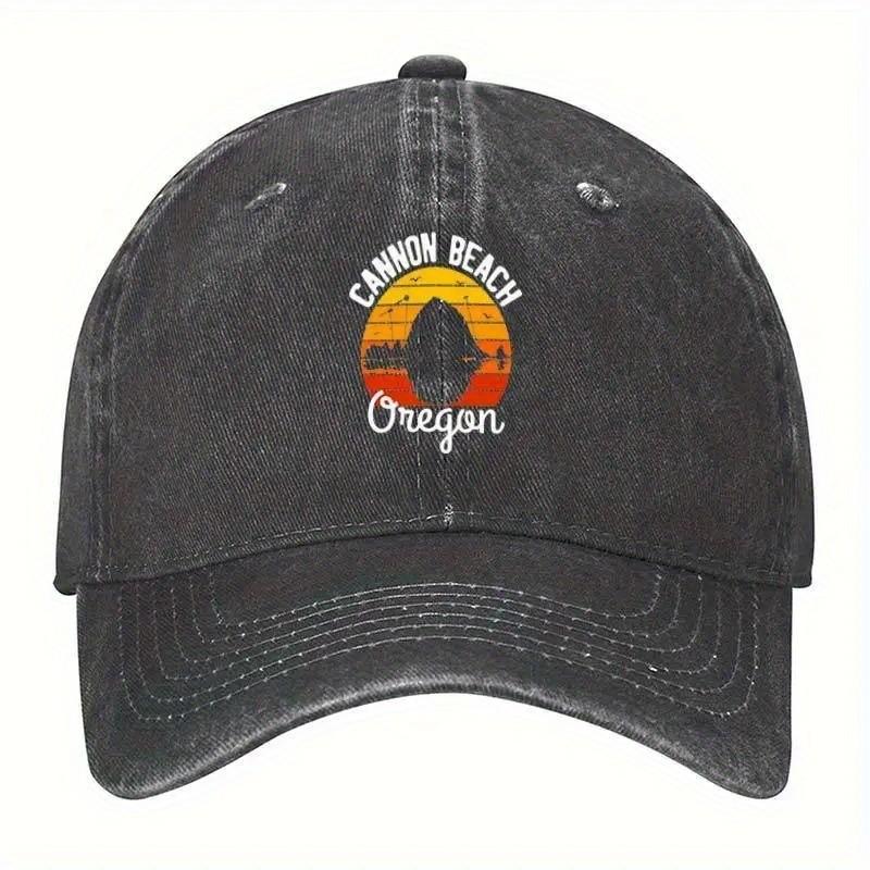 Cannon Beach Oregon Sunset Haystack Rock Washed Baseball Cap Vintage Casual Adult Can Be Adjusted чёрный