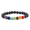 Colorful Lava Stone Beaded Bracelet with Palm and Peach Heart Pendants for Men and Women