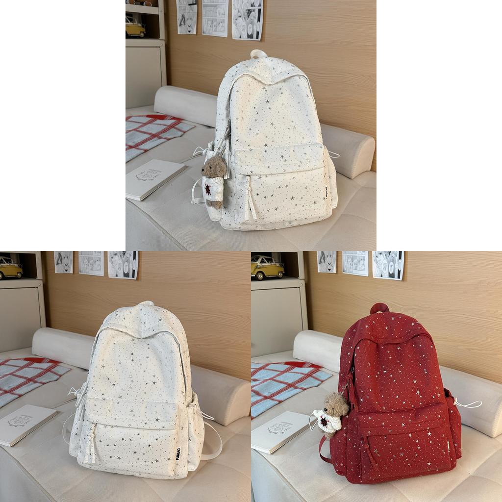 Starry Nylon Girls Backpack With Letter Print For Casual Travel And School Use