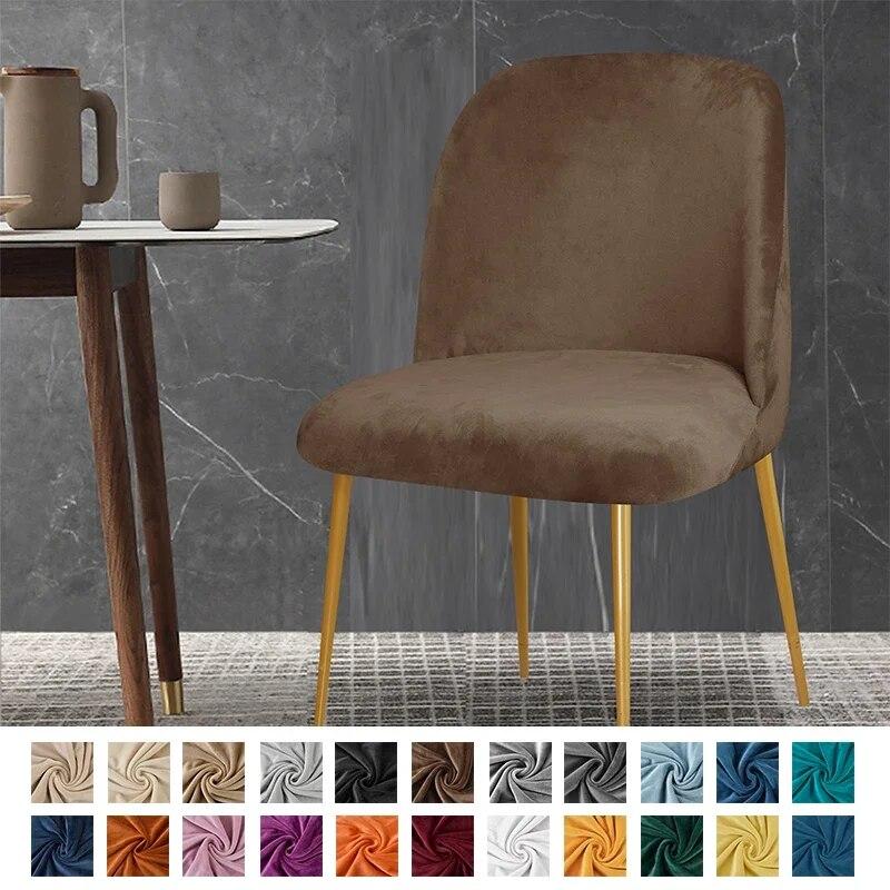 1/2/4/6 Pc Velvet Duckbill Makeup Chair Covers Round Bottom Stool Accent Low Back Dinning Office Chair Slipcover  Seat Cover