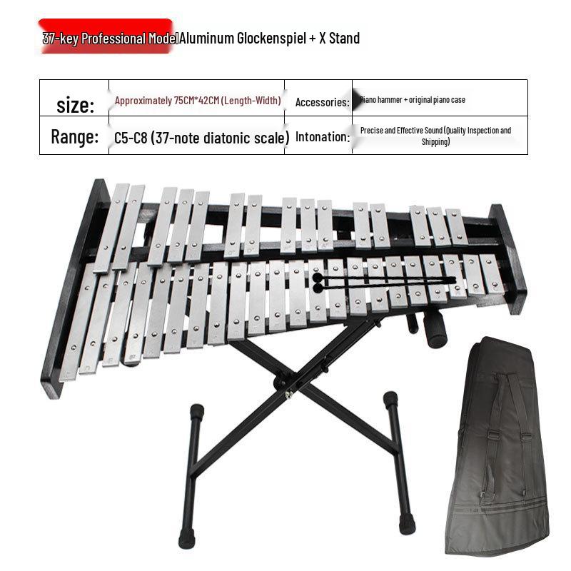 Professional Marimba Rosewood & Aluminum Xylophone, 32-37 Tone Percussion Steel Tongue Drum