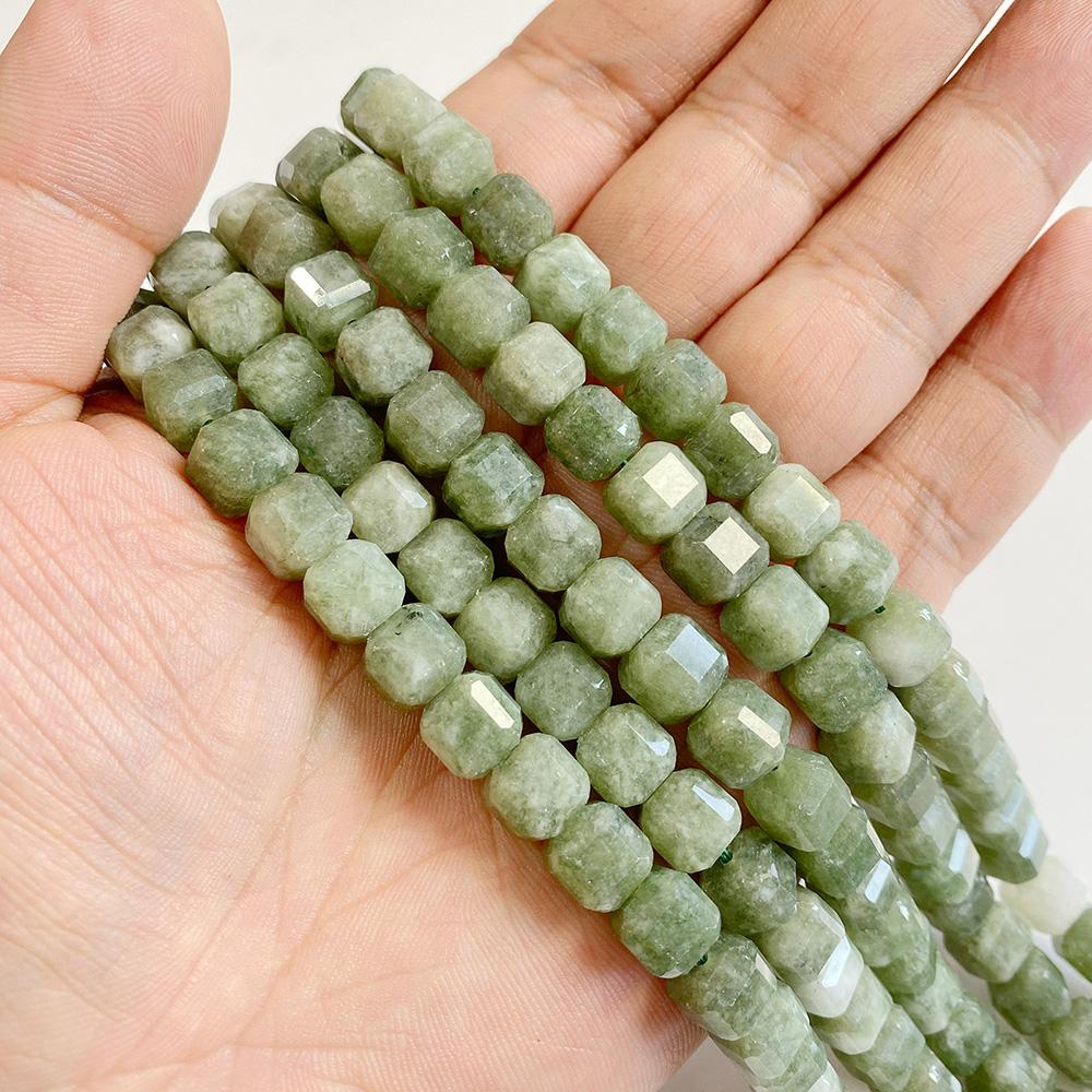 7-8MM Faceted Square Shape Chalcedony Natural Stone Loose Cube Spacer Beads for Jewelry Making Diy Bracelet Accessories