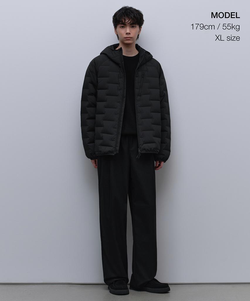 Musinsa Standard Brick Line Hooded Light Down Jacket [Black]