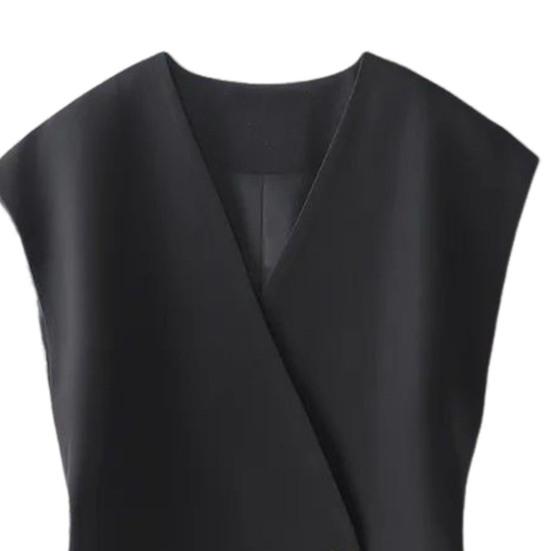 Women Suit Waistcoat V-Neck Sleeveless Single Button Irregular Design Suit Vest Solid