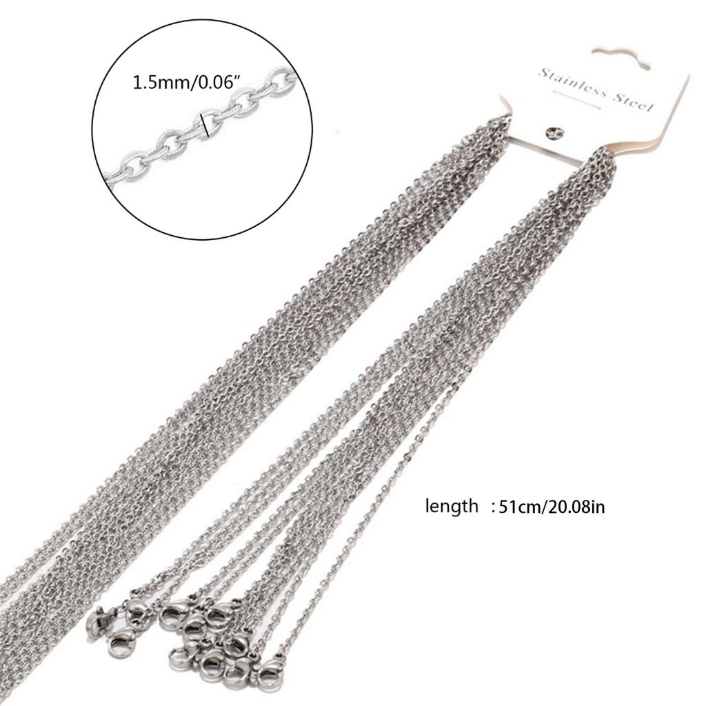 10 Pcs Metal Thin Necklace Chain with Lobster Claw Clasps Flat O Chain Necklace Accessories for DIY Jewellery Making