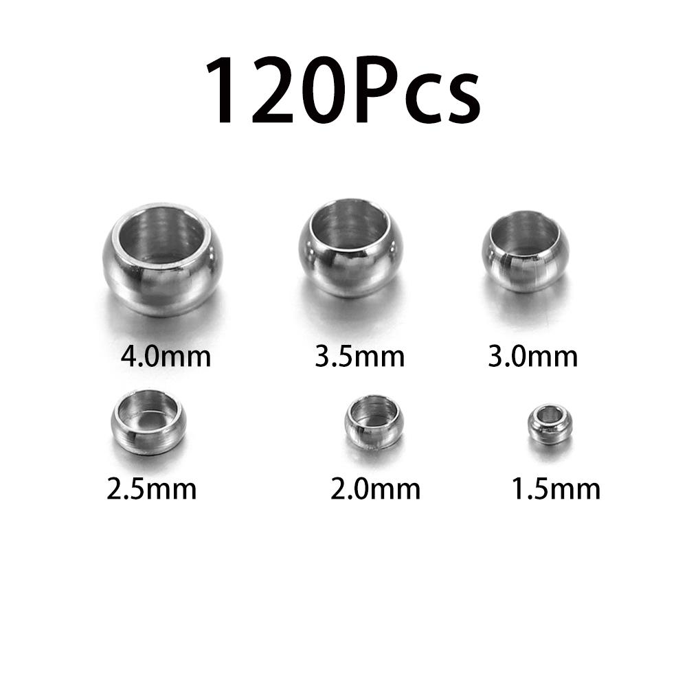 

100/120pcs 1.5 2.5 4mm Stopper Spacer Beads Stainless Steel Big Hole Ball Crimp End Beads For Diy Jewelry Making Accessories 1.5mm