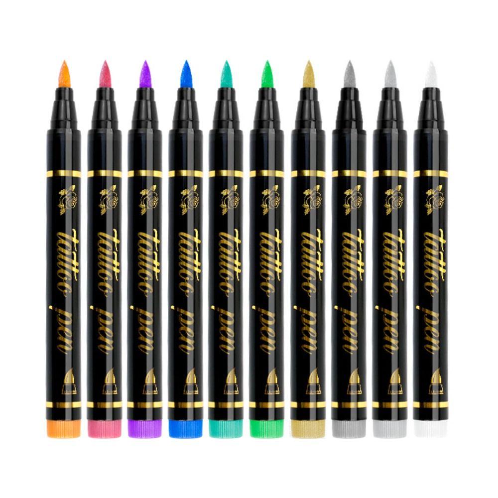 Weicher Kopf Tattoo Doodle Stift Metallischer DIY Tattoo Stift Temporärer Tattoo Stift Körperhaut Bemalung