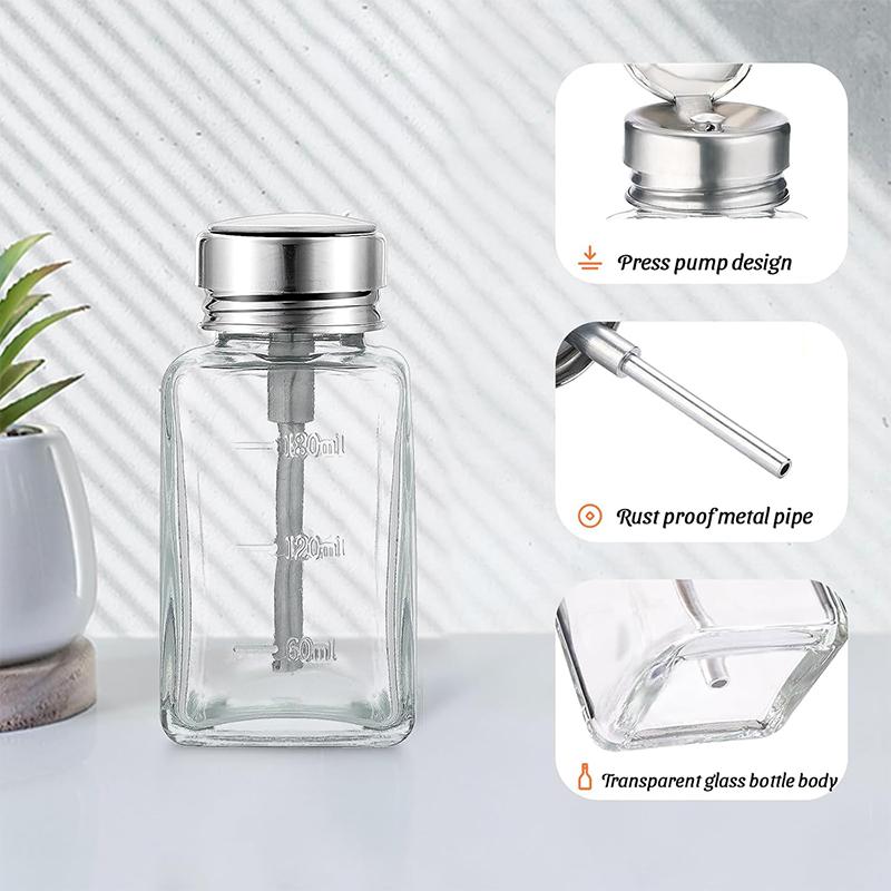 Empty Glass Nail Polish Remover Dispenser Refillable Press Pump Bottle Makeup Manicure Accessories