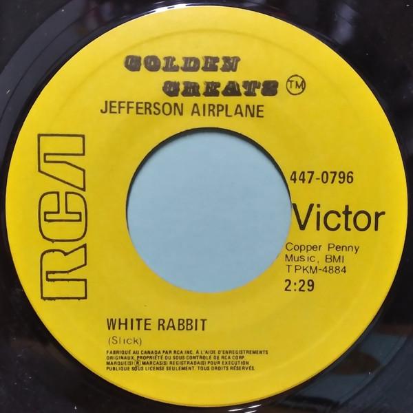 

7-дюймовая пластинка JEFFERSON AIRPLANE White Rabbit Somebody To Love 4470796 RCA Victor Canada Рок Б/у