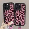 Capa de Celular com Alça de Pulso Estampa de Leopardo Rosa Para IPhone 17 16 Pro Max Capas iPhone 17 Air 16e 15 14 13 12 11 XS X XR 7 8 Plus Capa
