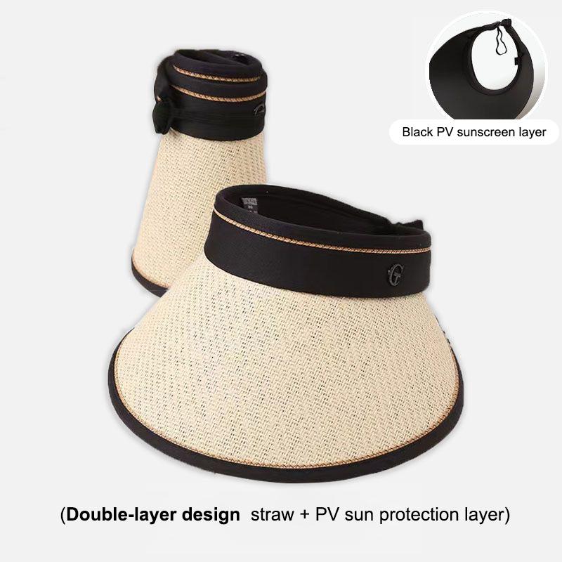 Empty Top Women Girls Visors Casual Foldable Uv Protection Beach Hat Straw Cap Sun Hats Sunshade
