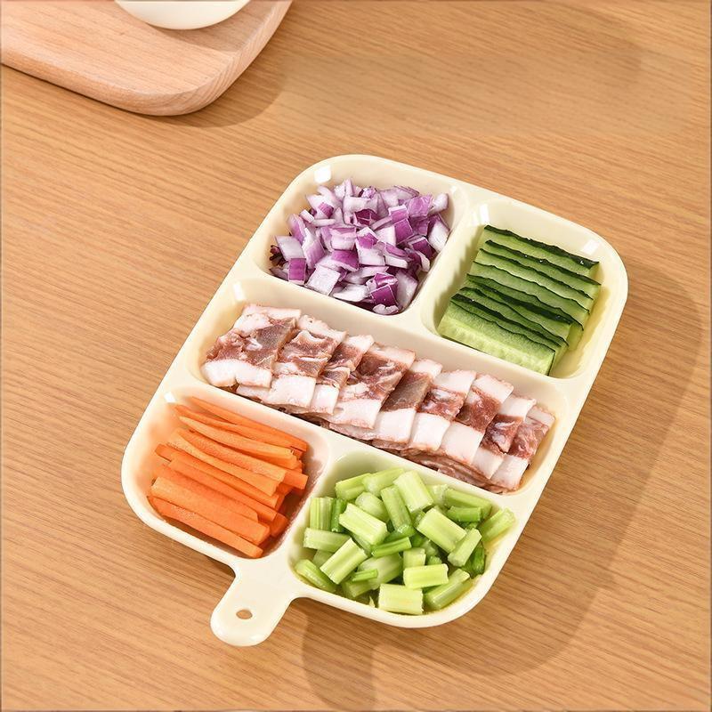 Kitchen Scallion Ginger Garlic Side Dish Compartmentalized Storage Tray 5 Grids Hot Pot Preparation Ingredients Divided Plate