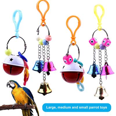 Vogelspielzeug, kratzfest, bissfest, bruchsicher, lichtbeständig, Lanyard, schleifender Mund, klare Glocke, runder Ring, Papageienspielzeug für Haustierkäfig