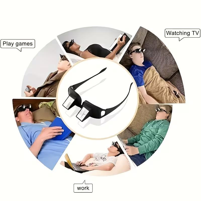 90-Degree Lazy Glasses Eyeglasses Lazy Reading Glasses Prismatic Horizontal Glasses Lying Down Bed Reading TV Watching Eyeglasses HD Readers Glasses
