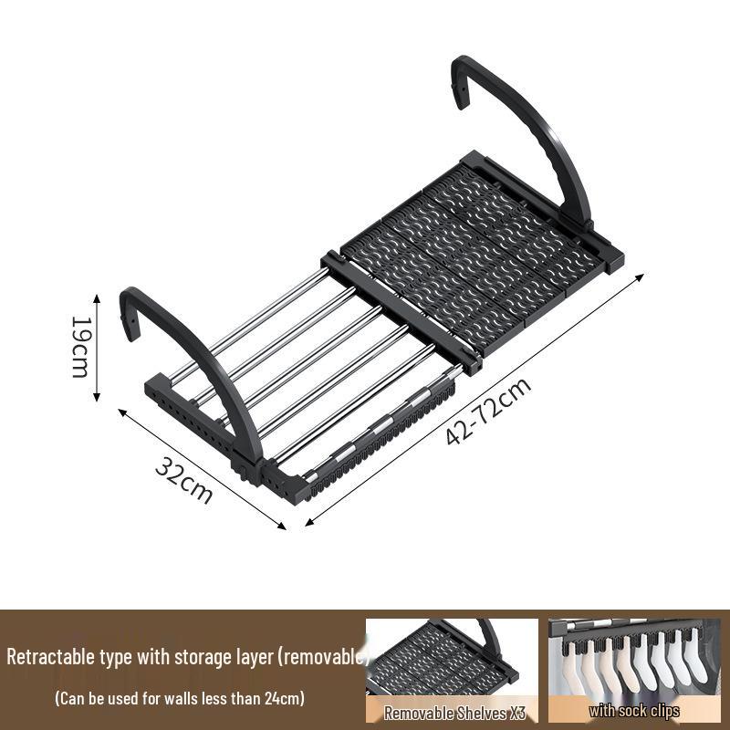 Telescopic Punch-Free Clothes & Shoe Drying Rack for Window Railings and Balcony