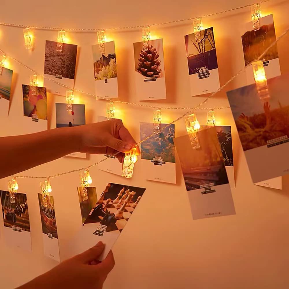 BQuel Photo Decoration Lights 3M 30 LED String Lights, 30pcs, Photo Clips, DIY Wall Decoration, Garden Lights, Jewelry Lights, Wire Lights, Indoor &