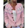 2026 Womens Loose Sweet Knit Cardigan Colorblock Button Front Casual Sweater
