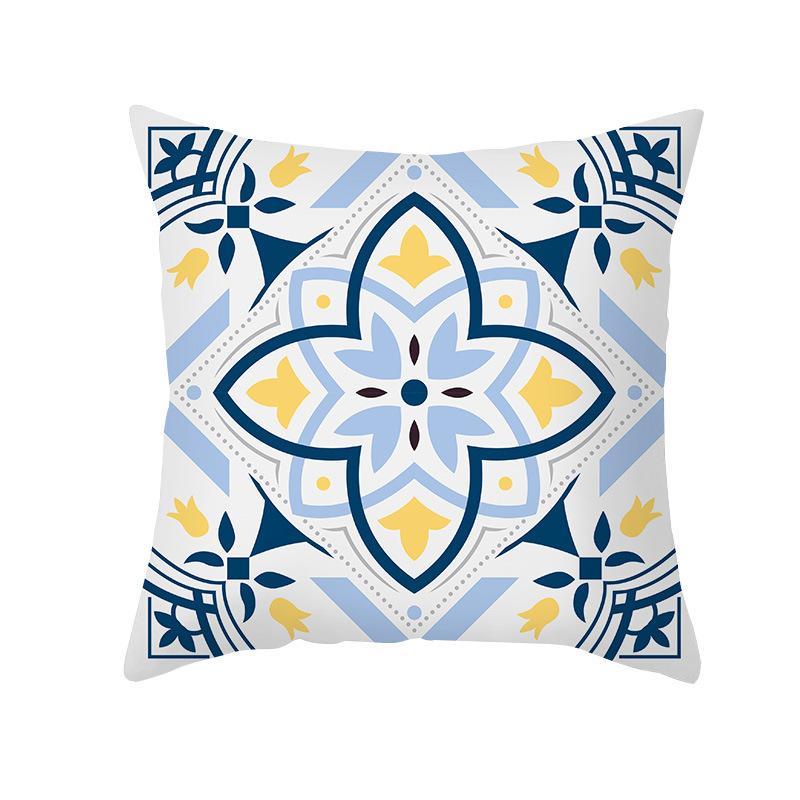 Colorful Geometric Pattern Series Peach Skin Pillowcase Simple Sofa Office Cushion Pillowcase