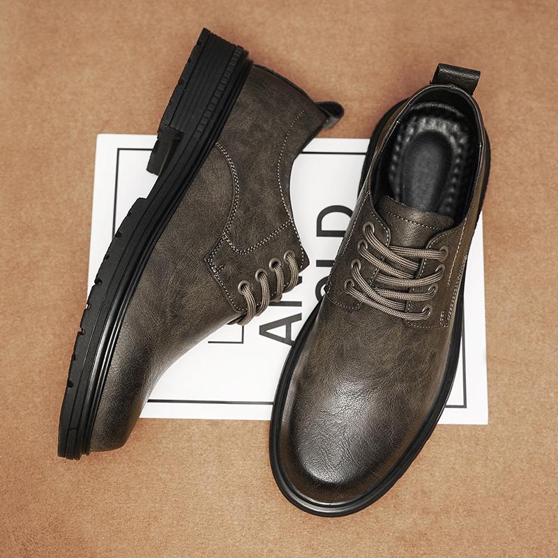 Модные мужские туфли из натуральной кожи на шнуровке — фото 3