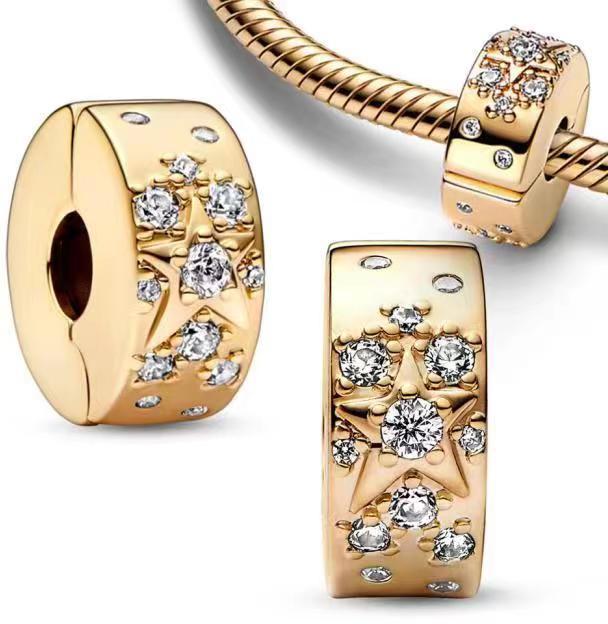 New Copper Star Moon Love Lock Bee Gold Charms Beads Fit Original Pendant Bracelet Diy Fashion Woman Jewelry