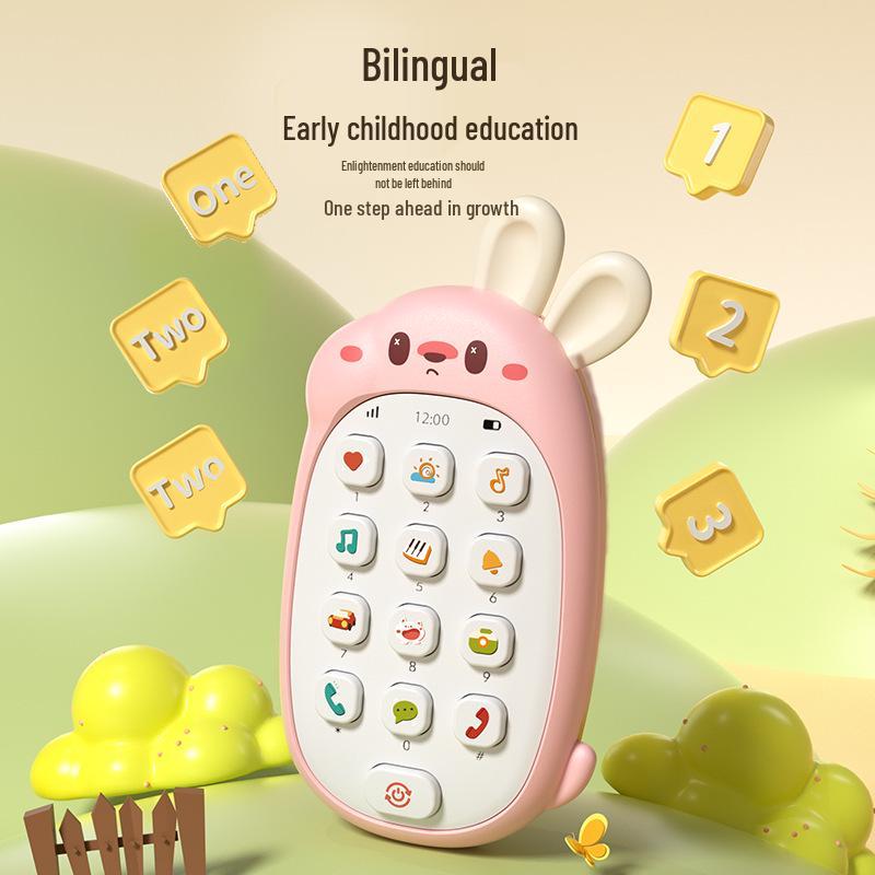 Dwujęzyczny gryzak dla niemowląt: Wielofunkcyjna Puzzle Królik Zabawka Kołysanka