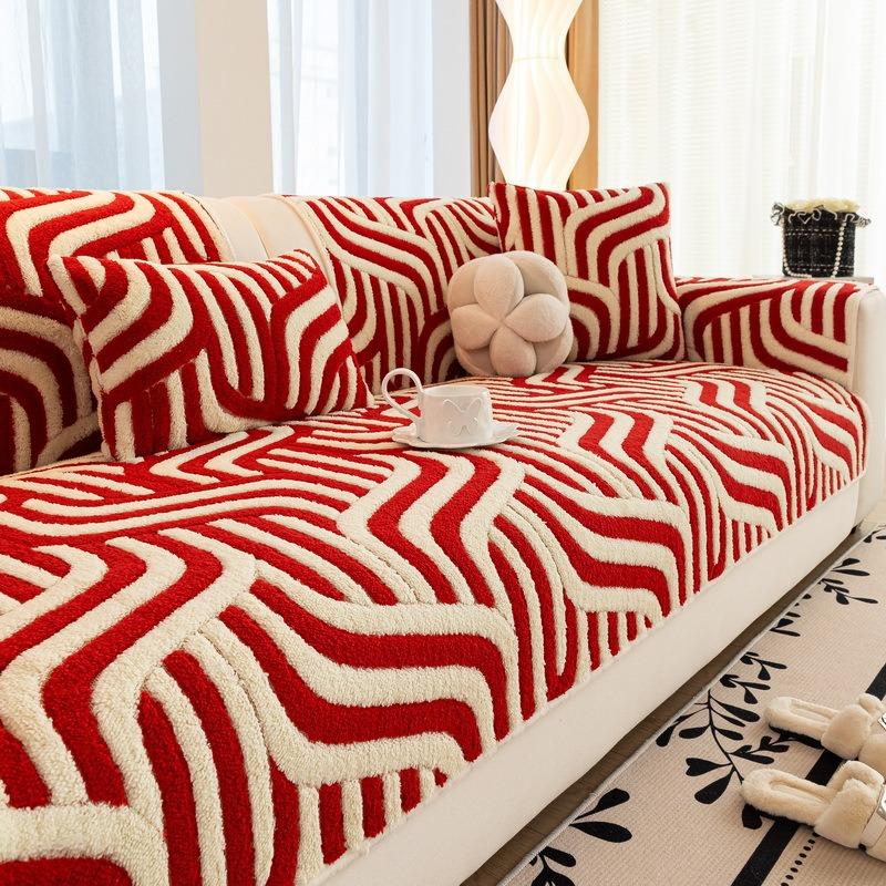Texture Thick Plush Sofa Cushion Winter New Style Simple Style Dust-Proof Cushion Cover Cloth Sofa Towel Home Couch Decor
