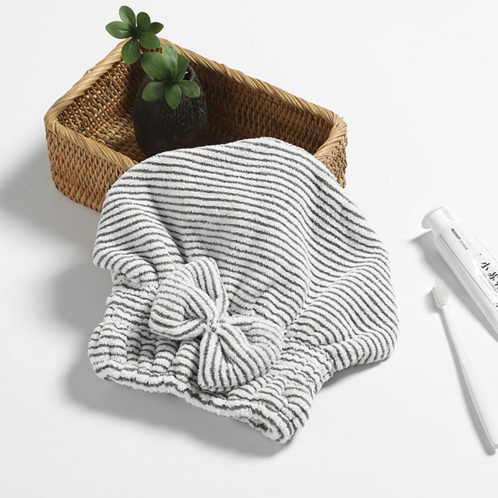 Dry Bamboo Charcoal Fiber Absorbent Anti-bacterial Hair Drying Cap Turban Wrap Bath Hat Towel Cap