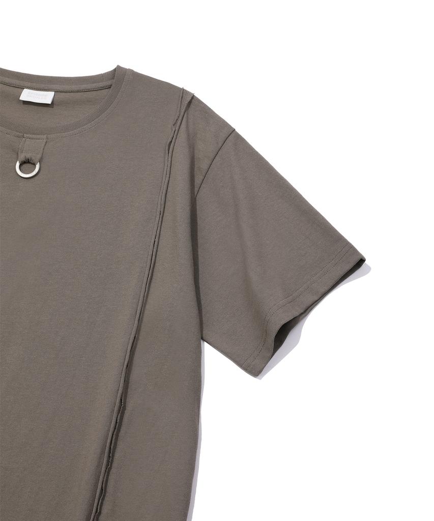 EPISODE UNTITLED Cut-Off Logo Ring Point T-Shirt_Khaki